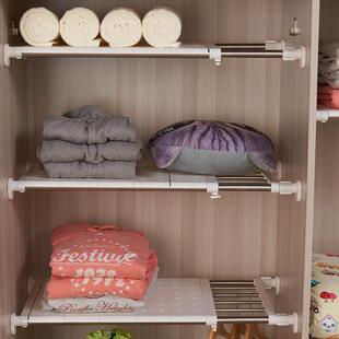 卧室厨房柜子收纳分层隔板可伸缩免钉隔层架家用整理橱柜置物架子