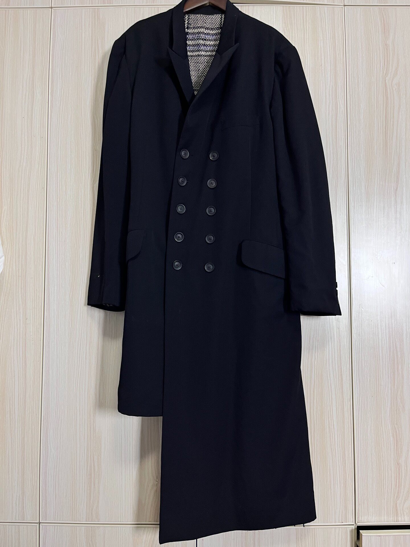 Yohji Yamamoto 20aw Double-Breasted Plaid Coat — detail