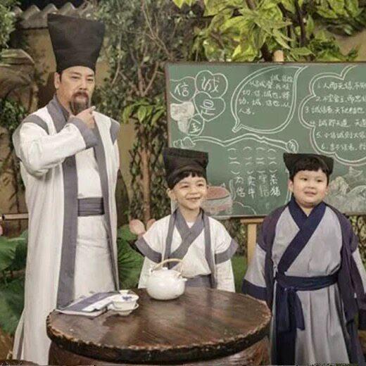 儿童古装汉服男童宋代经典国学苏轼老夫子诗人古诗词朗诵演出服装