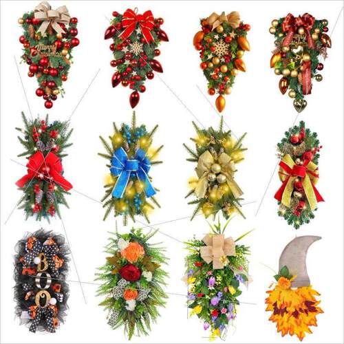 Christmas wreath rattan curtain pendant led light curtain