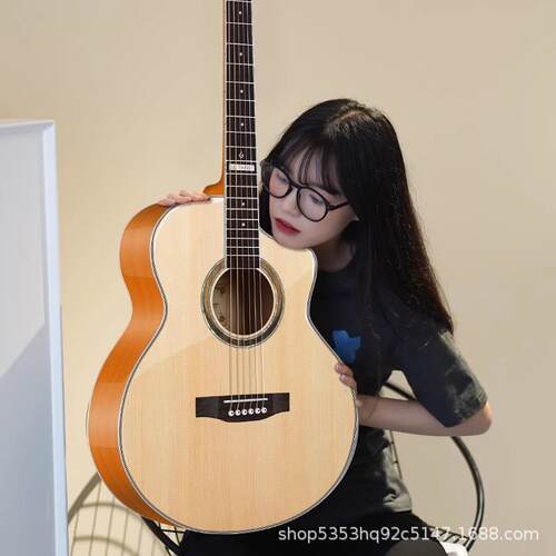 面单吉他41寸 A级云杉木单板抛光JF桶民谣吉他guitar厂家吉他