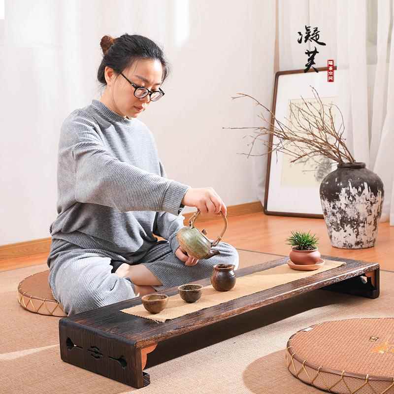 W8日式禅意茶桌实木榻榻米小茶几茶室席地矮桌炕桌家用炕几多功能