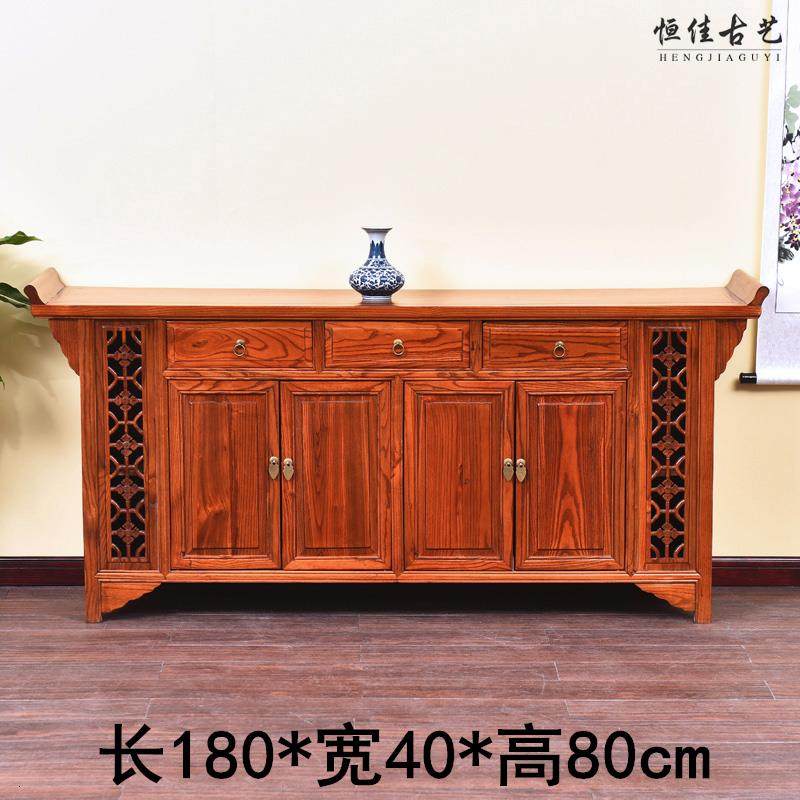 高档全实木储物柜仿古红木南榆木透式气入柜家中用门口收纳户柜新