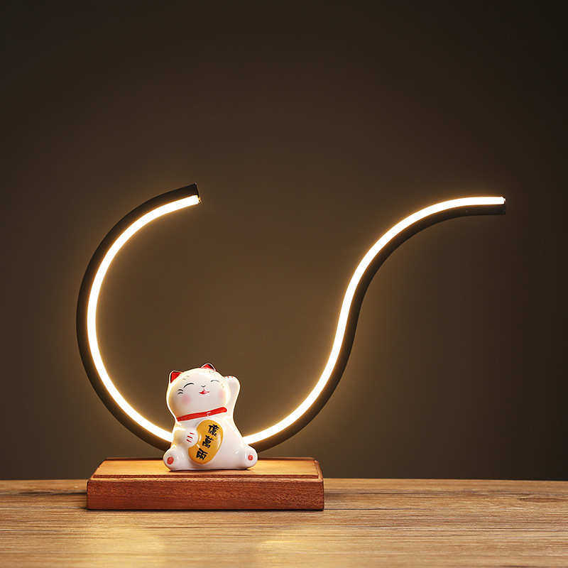 新中式创意风化木实木底座可发光装饰摆件家用客厅玄关桌面灯圈,家居饰品,装饰摆件,淘宝优惠券,粉丝福利购,淘宝优惠卷