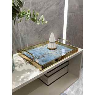 高档轻奢托盘家用客厅简约果盘茶盘水杯长方形糕点餐盘下午茶收纳