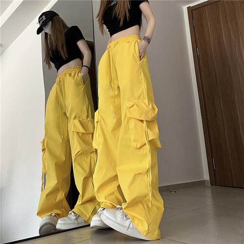 英国DGKP复古工装裤女春秋季高腰阔腿设计感小众宽松休闲直筒长裤