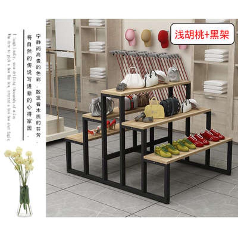 中岛柜三层流水台产品高低展示架花架货架鞋架超市货柜双面置物架
