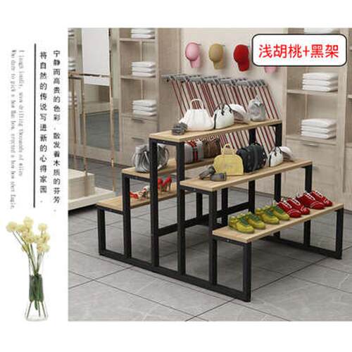 中岛柜三层流水台产品高低展示架花架货架鞋架超市货柜双面置物架