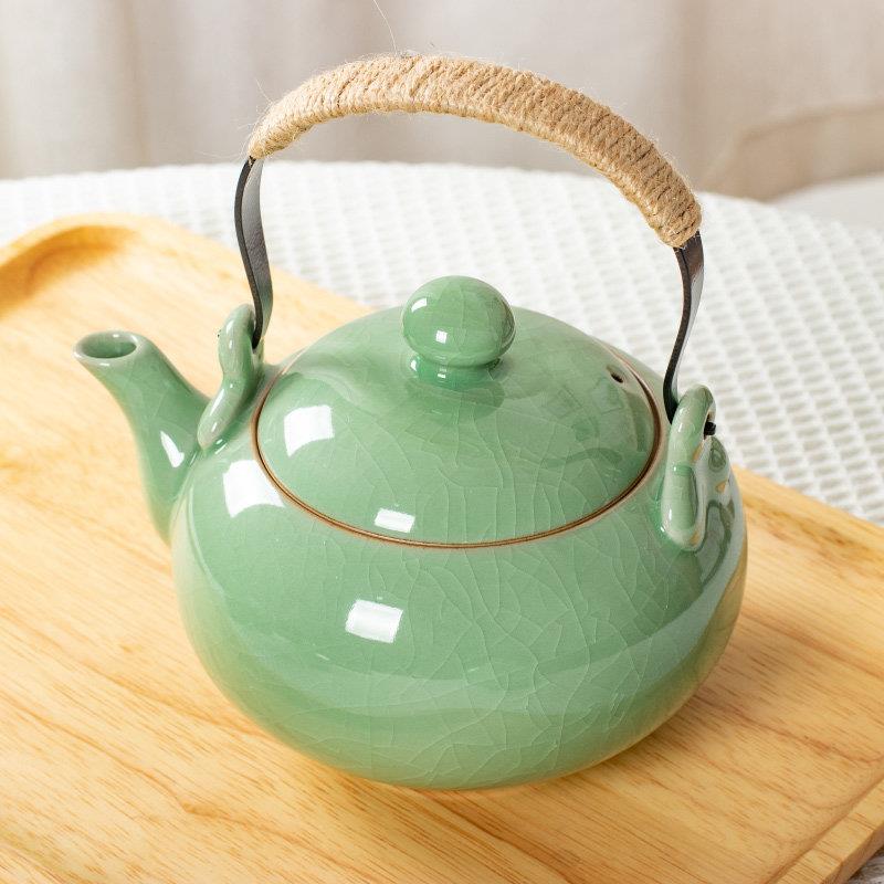 陶瓷制茶小茶壶家用单壶青瓷阁窑冰裂冷水壶吊梁壶中国功夫茶具