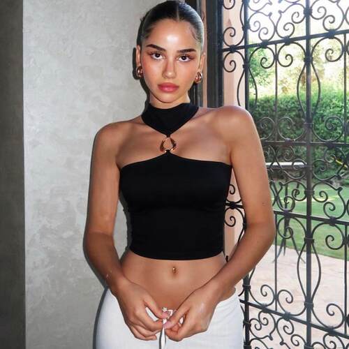 Womens Sexy Sleeveless Slim Fit Halter Top Plain Color