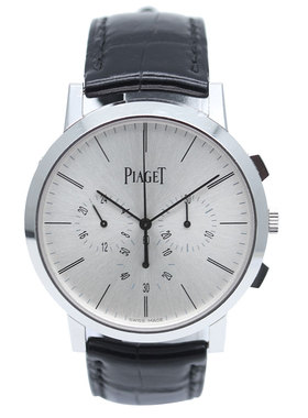 先鉴后发 98新伯爵18k白金超薄双时区/飞返G0A41035自动机械男表