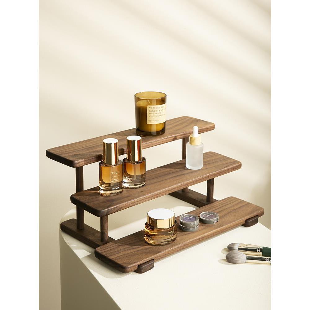 定制木质桌上置物架香水杯子护肤品木制收纳架家居实木陈列展示架