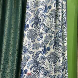 门幅270cm定宽印花花布新中式花鸟国风复古窗帘布桌布软装面料