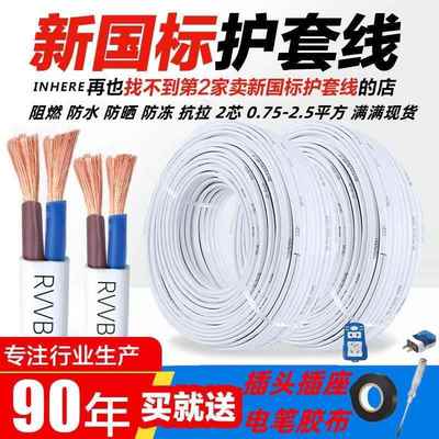 RVVB国标白色电线 线家用电缆线 线2芯电源线 线1.5 2.5平方护套