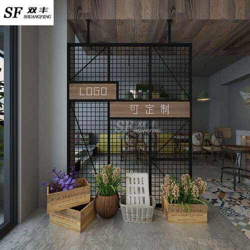 铁艺休闲餐厅火锅店隔断工业风咖啡厅酒吧装饰移动不锈钢屏风