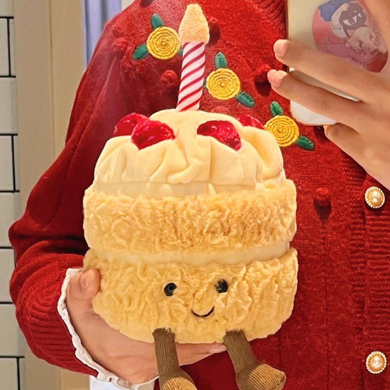 可爱生日蛋糕玩偶发光毛绒玩具趣味搞怪公仔女生娃娃装饰新年礼物