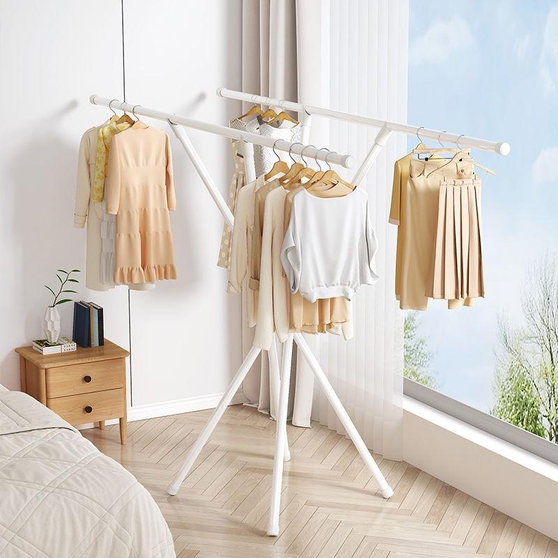 晾衣架落地折叠加厚加粗晒衣服架子家用室内阳台简易伸缩晾衣架子