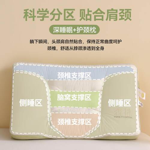 新款全棉柔软舒适护颈枕分区枕芯成人可水洗枕头家用南通家纺床品