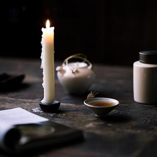 IEF手工台铁烛黑铁烛台高泽蜡烛艺台日式茶铸道茶配件和风室内摆