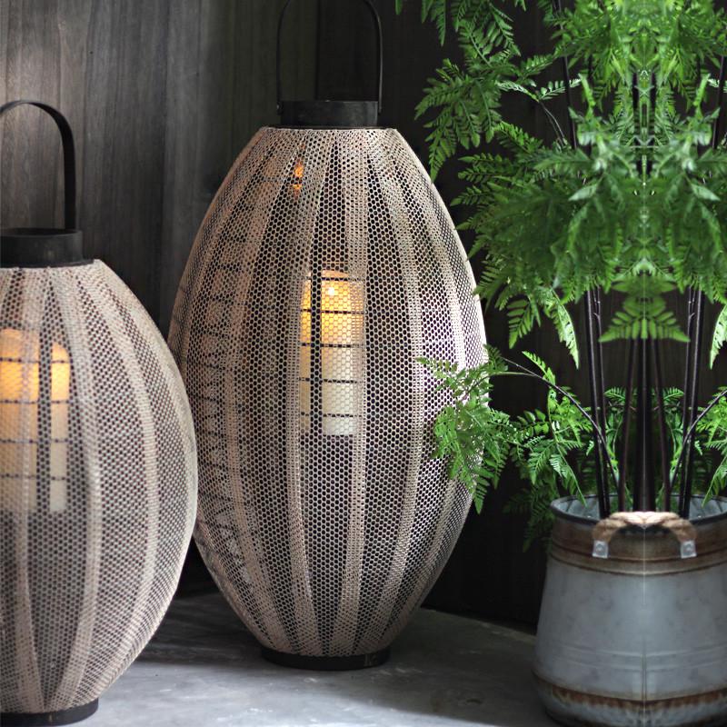 木质落地灯笼民庭院装饰品烛台布面风灯北欧宿花园酒店店面售楼处