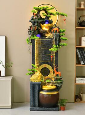 新中式水幕墙客厅鱼缸假山流水办公室招财摆件循环水景观落地装饰