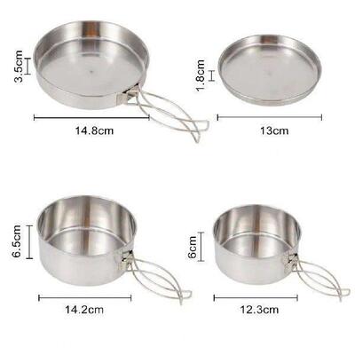 Folding Handle Cookware Stackable Stainless Steel Camping