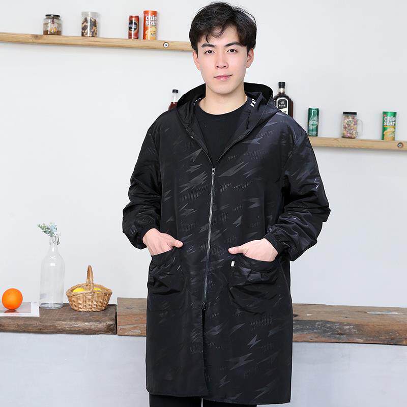 高档加宽口成人衣罩长袖双拉链袖头男防水防油大人外围套工作服裙