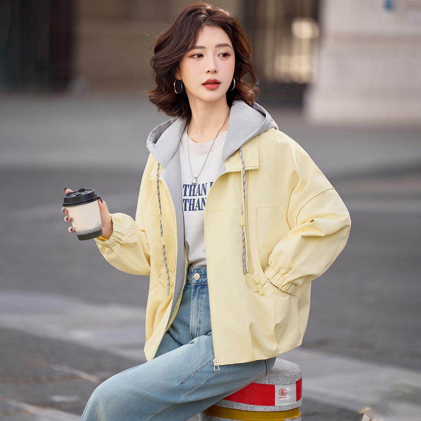 LILY MOST休闲连帽风衣短外套女春秋韩版显瘦百搭小个子夹克上衣