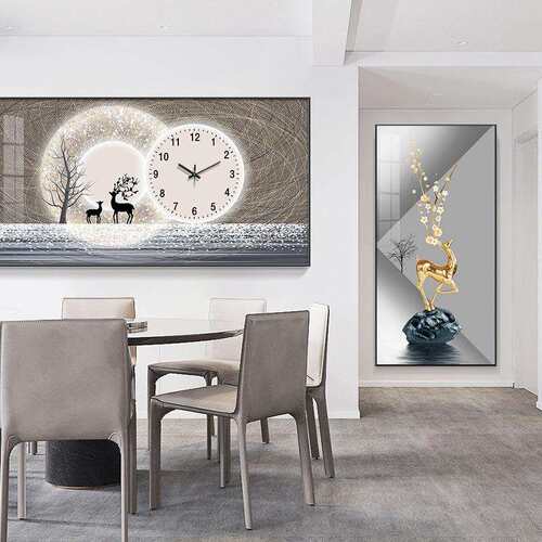 大尺寸电表箱装饰画带时钟挂墙客厅餐厅配电箱电闸盒遮挡挂画钟表