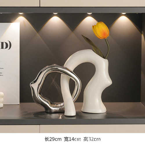 装饰品客厅边柜花瓶艺术电视柜陶瓷小众感轻玄关摆件奢餐高级摆设