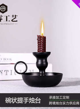 Candle holder 美式AMZ婚庆聚会家居摆件 跨境黑色金属铁艺烛台