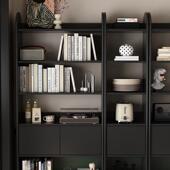 实木整墙书柜覆古简约南洋风自由组合书架展示柜落地满墙绘本架子