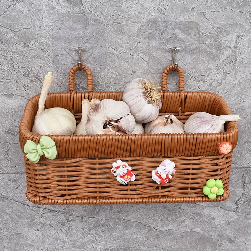 编织厨房收纳复古壁挂小花脏衣篮