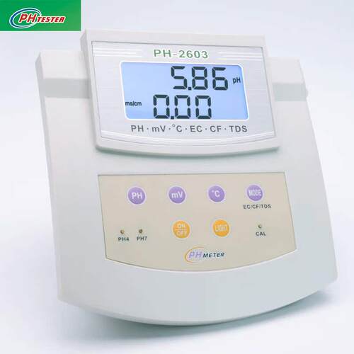 厂家直销ph2603台式PH/ORP/温度/电导率/TDS/CF多参数水质测试仪