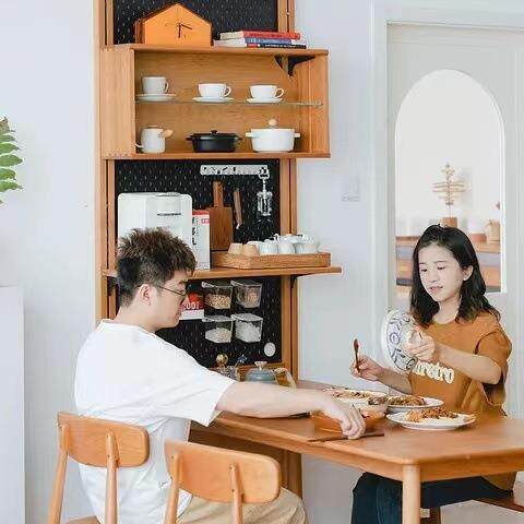 集物挂墙置物架墙上洞洞板樱桃木隔板实木书架置物板电视墙