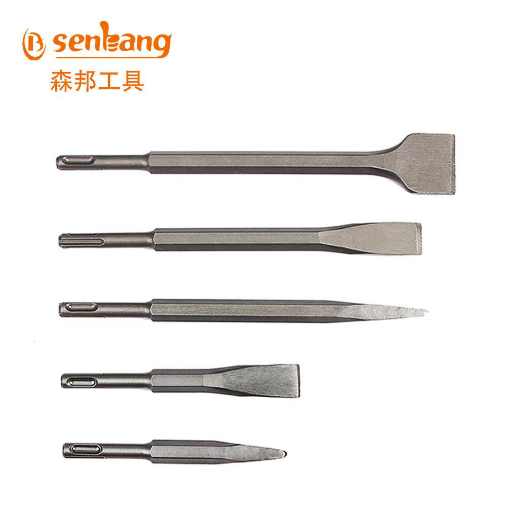 厂家供应电锤尖扁凿子冲击钻头混凝土墙壁开凿六角体圆柄塑桶套装