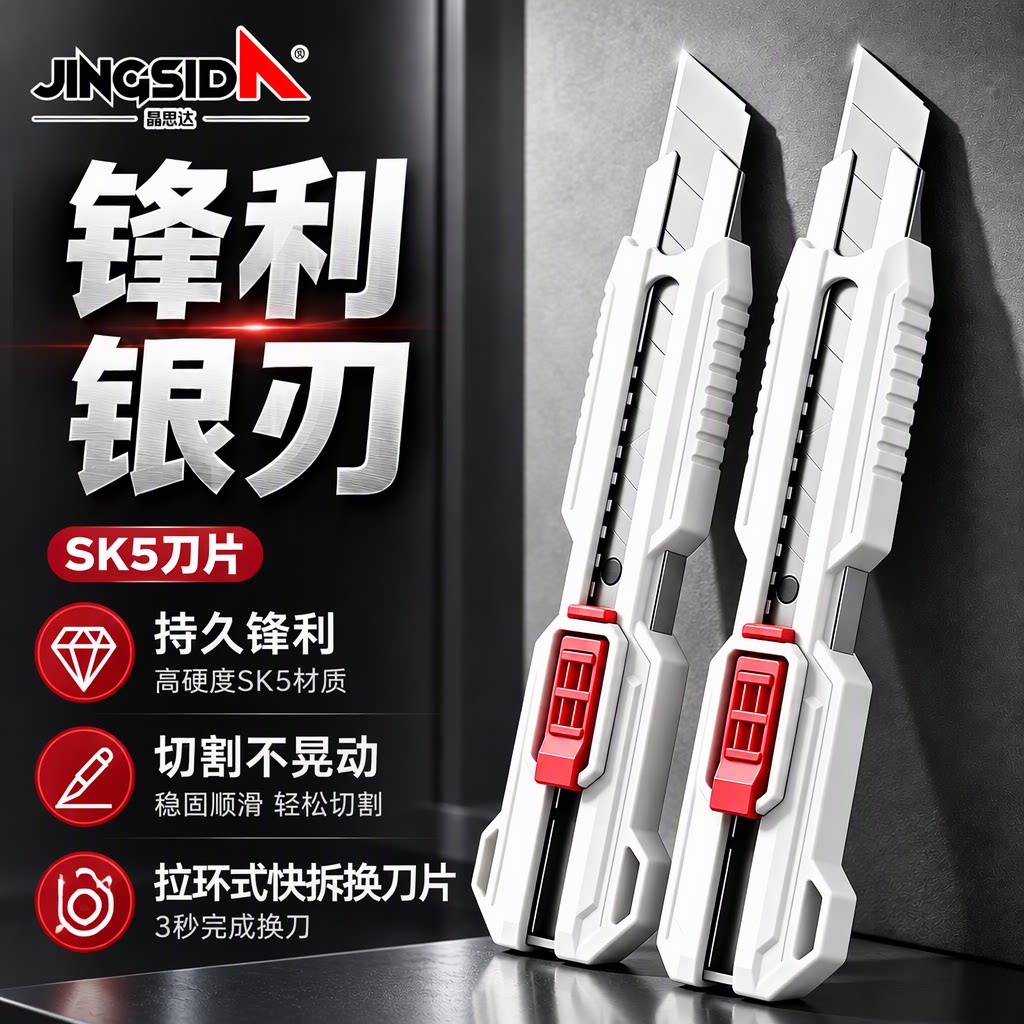 晶思达美工刀重型全钢加厚18MM高硬度SK5刀片厚料裁切不易崩口