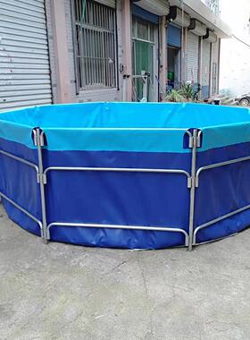 帆布鱼池圆形家用折叠高密度锦鲤水蛭暂养池便携式移动鱼虾养殖池