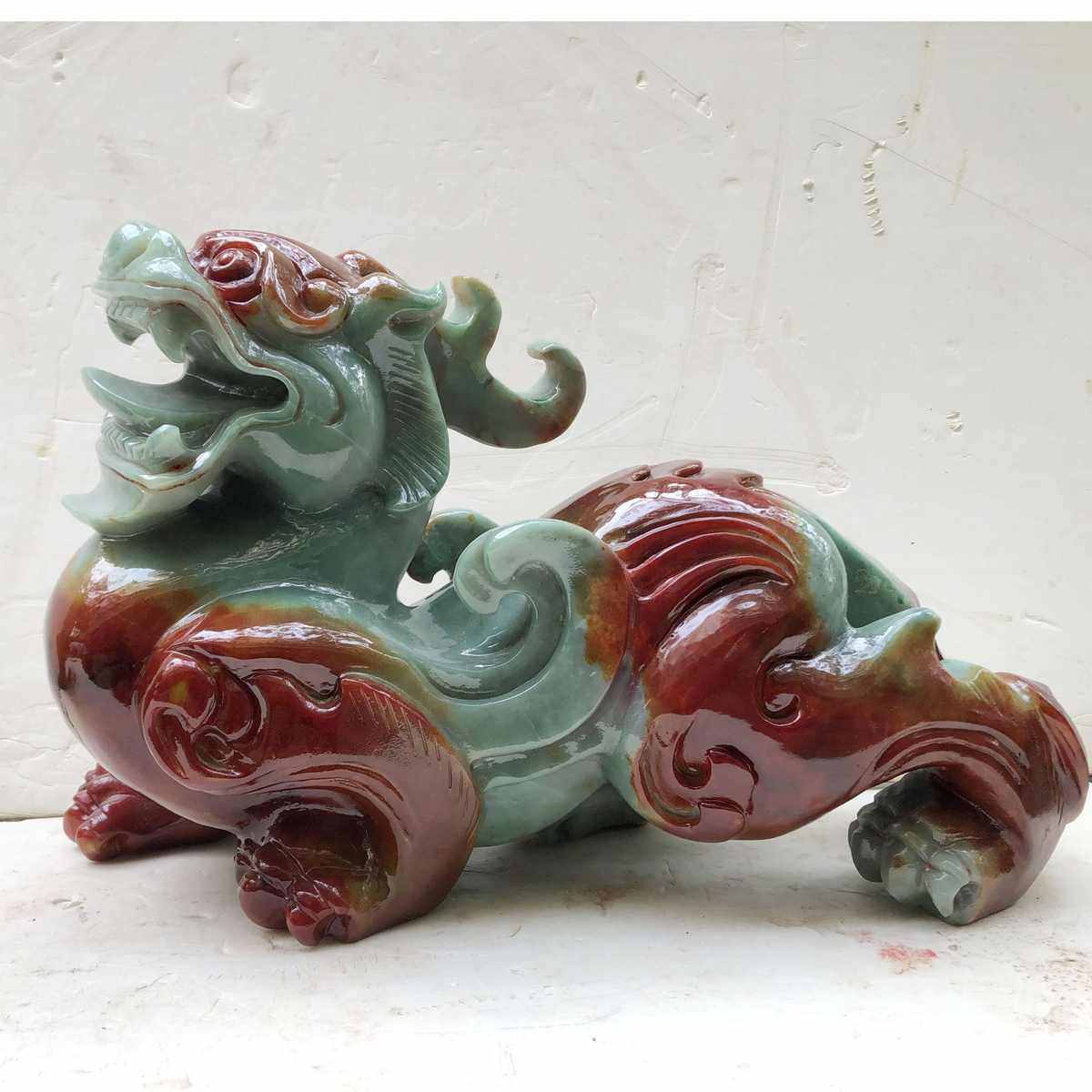 钰程本命年玉器 40CM岫玉石貔貅摆件大号岫玉貔貅客厅办公室玄关