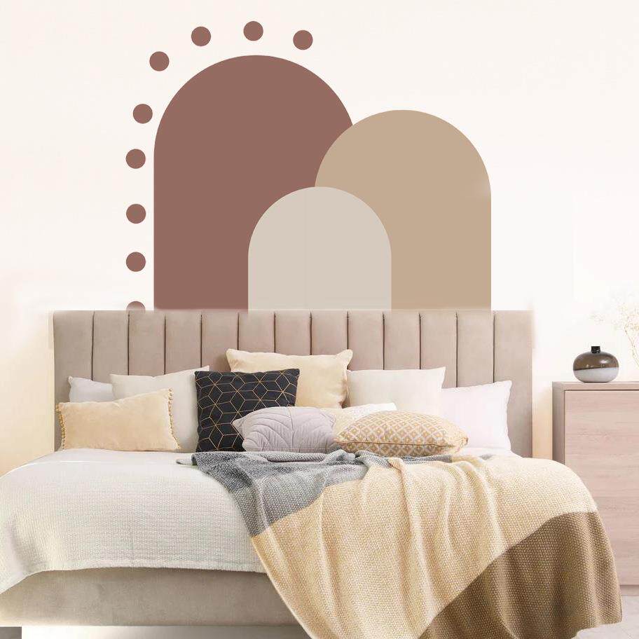 北欧客厅装饰墙纸自粘波西米亚拱形几何装壁饰贴画墙贴pvc