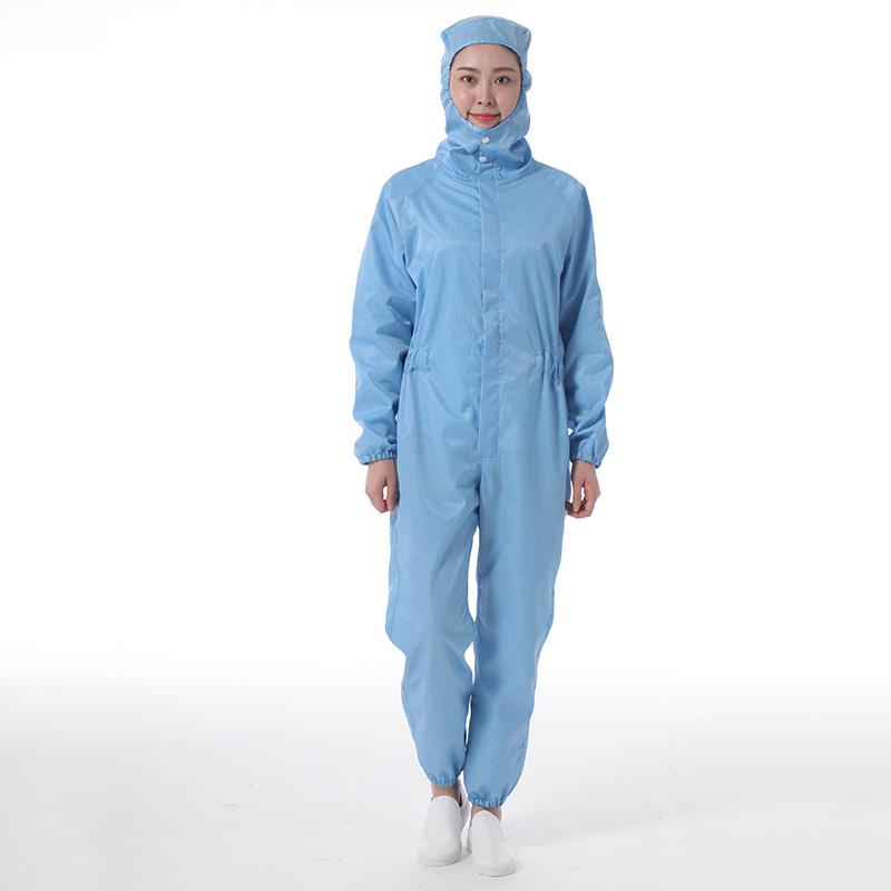 高档羽兴电网格防静尘洁净服连体工作服无室洁净间男女喷漆防护服