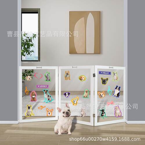 围栏门狗狗围栏宠物宠物围栏透明6可折叠扇木屏风木质室内屏风