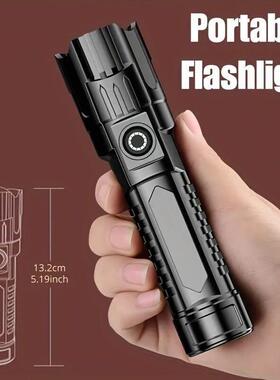 便携充电远射ABS强光调焦手电筒户外迷你LED多功能变焦Flashlight