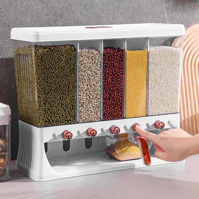 厨房分格米桶五谷杂粮收纳盒塑料分格密封储粮桶防虫防潮米箱米缸