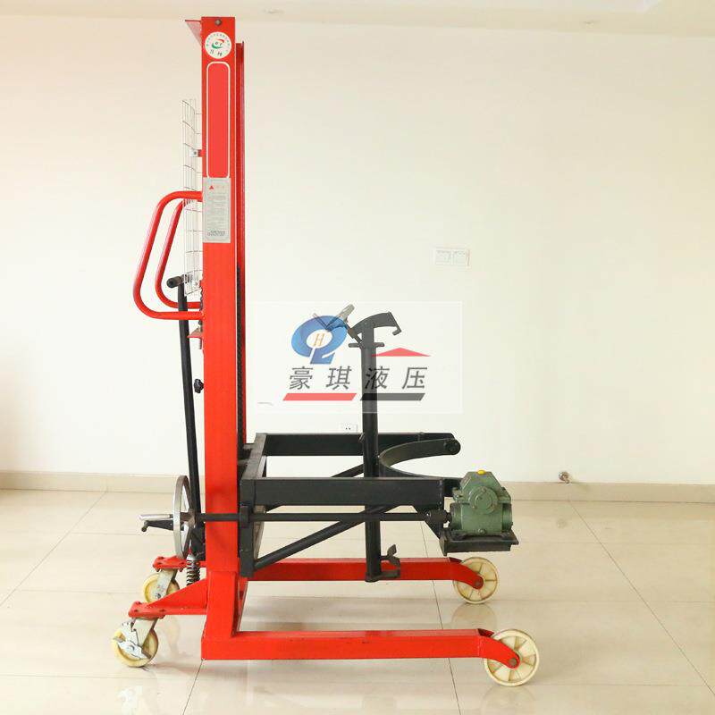 00KG油桶翻转堆高车铁塑二用手动油桶搬运倾倒车手摇堆高倒料车