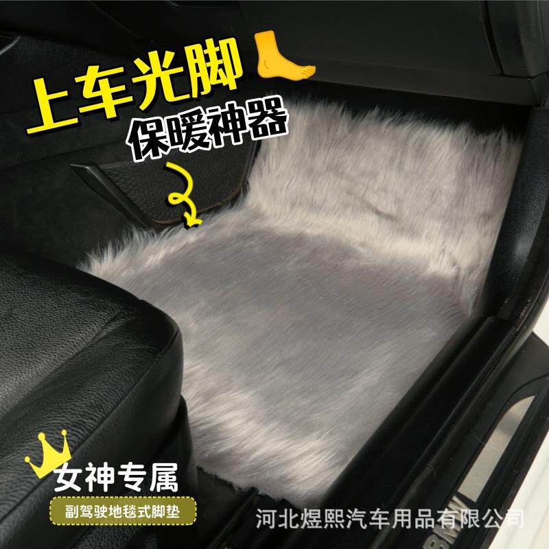 仿羊毛汽车脚垫副驾驶光脚上层地毯通用长毛绒加厚保暖耐磨脚踩垫