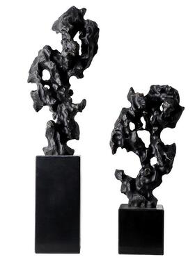 新中式假山太湖石头摆件中古珊瑚石抽象酒店客厅电视柜玄关装饰品