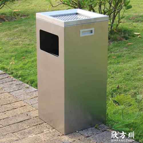 室内商用简约风格方形不锈钢单筒果皮箱大堂电梯口环卫金属垃圾桶