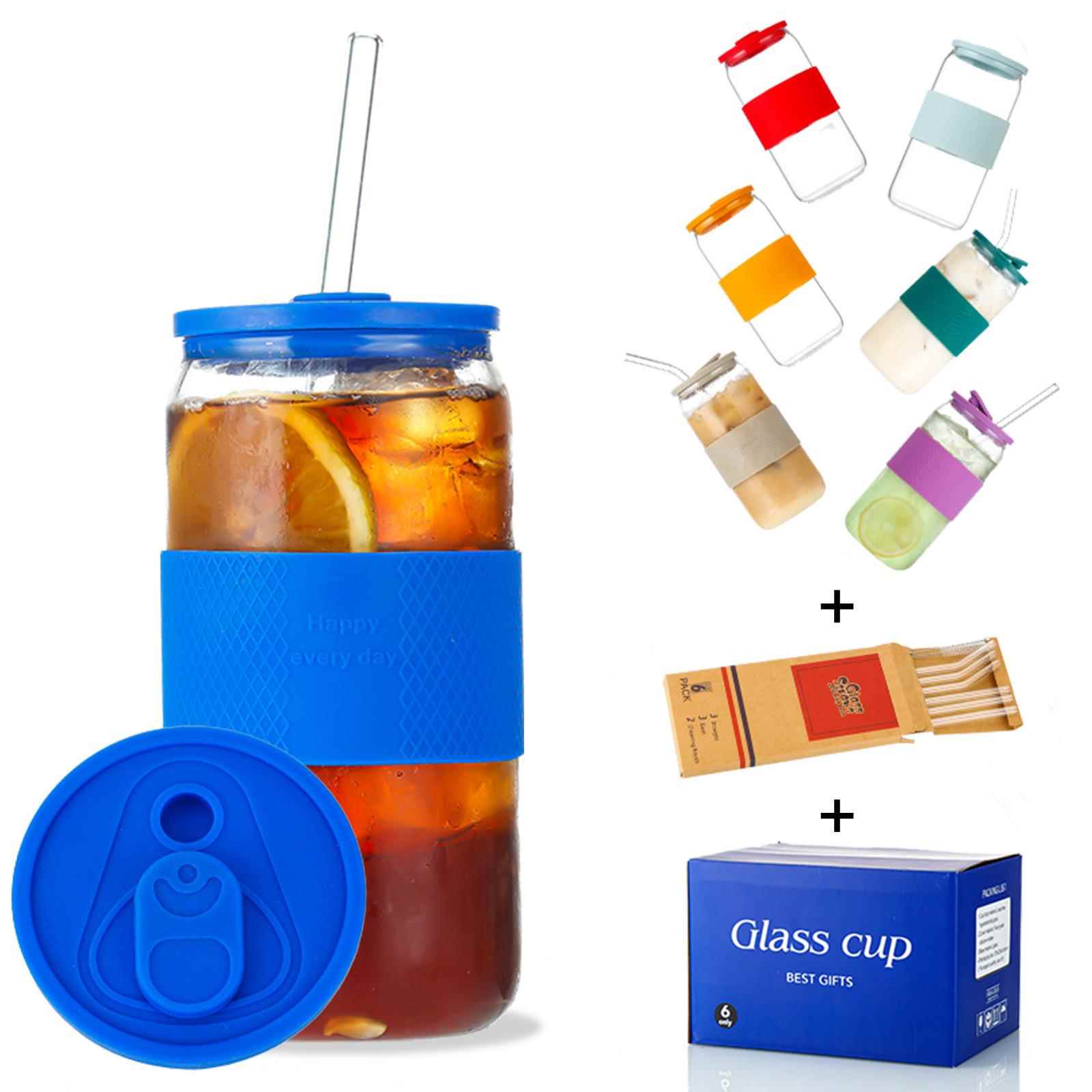 亚马逊爆款16oz可乐杯新款易拉罐 20oz玻璃梅森杯附盖子吸管套装