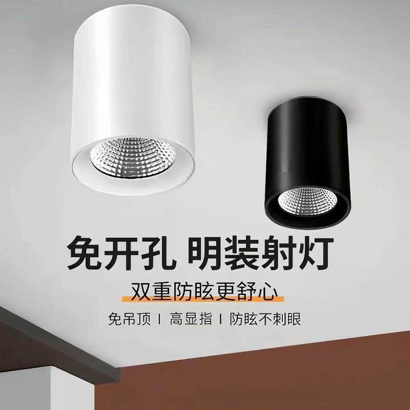 明装射灯led吸顶式免开孔走廊过道COB筒灯客厅展厅服装店商用射灯,家装灯饰光源,厨卫/阳台/玄关/过道吸顶灯,淘宝优惠券,粉丝福利购,淘宝优惠卷